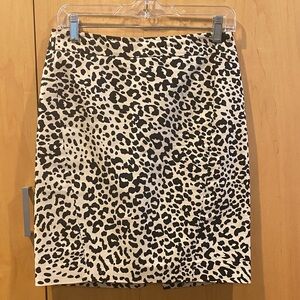 LOFT Black and Cream Animal Print Pencil Skirt
